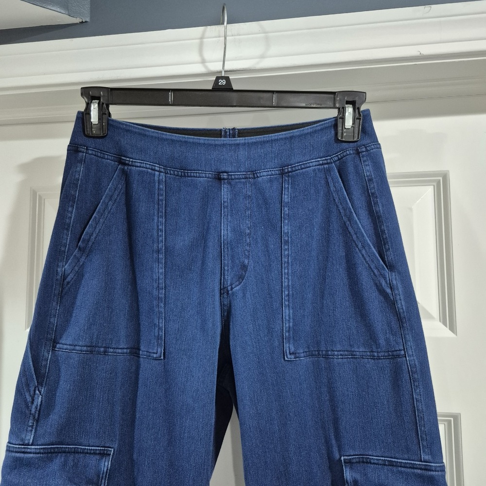 Halara Jeans Womens Medium Petite Wide Leg Cargo Cropped Flex Denim *Hemmed - Picture 3 of 10